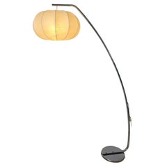 Arc Chrome Floor Lamp With Cocoon Lamp Shade