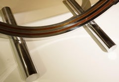 Arc Coffee Table Attributed to Romeo Rega Reg Oval Smoked Glass Top, 1970s