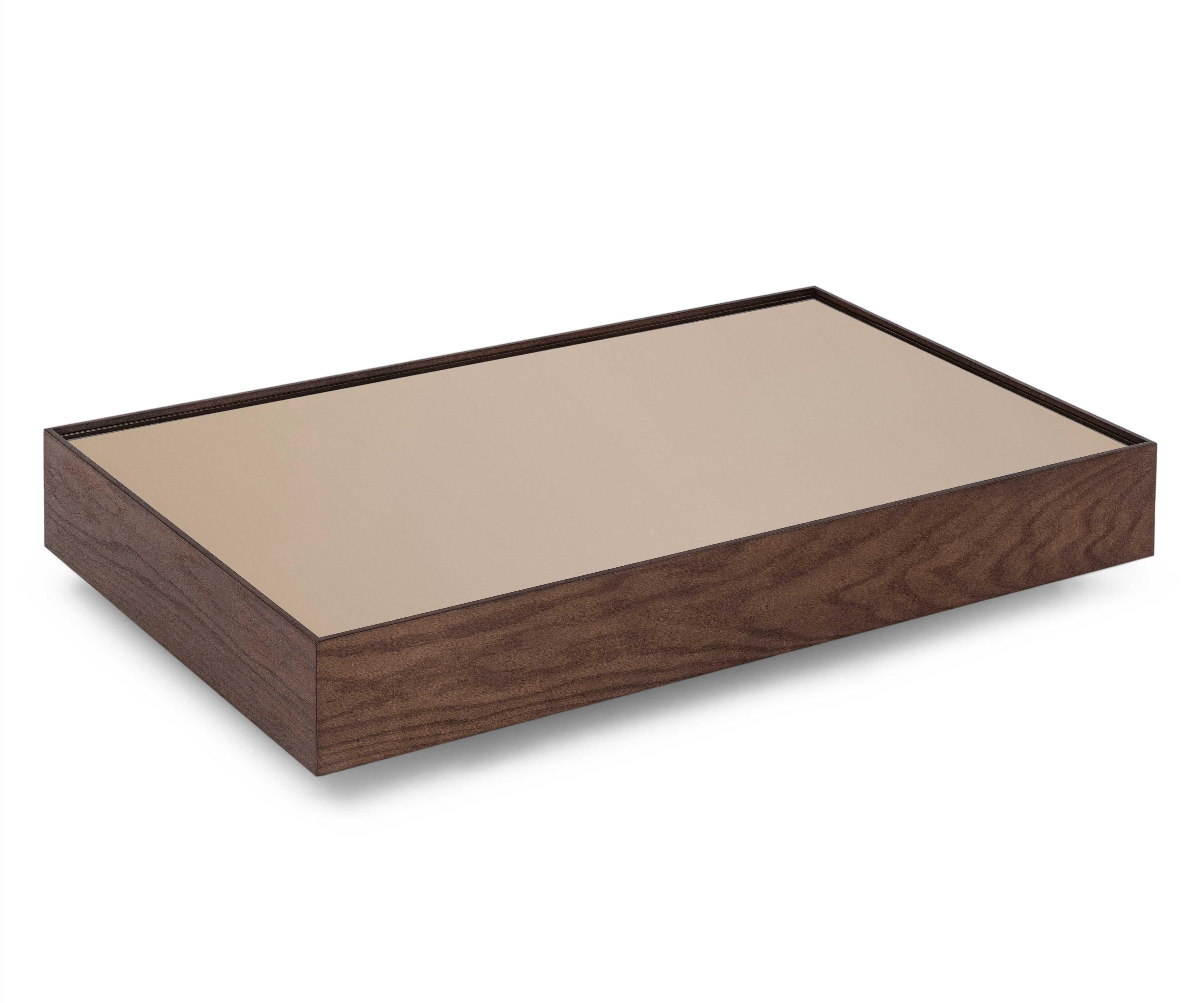 Couchtisch mit 47-Zoll-Platte aus Bronze und Rahmen aus Imbuia-Eiche, Arc-Kollektion (Moderne) im Angebot
