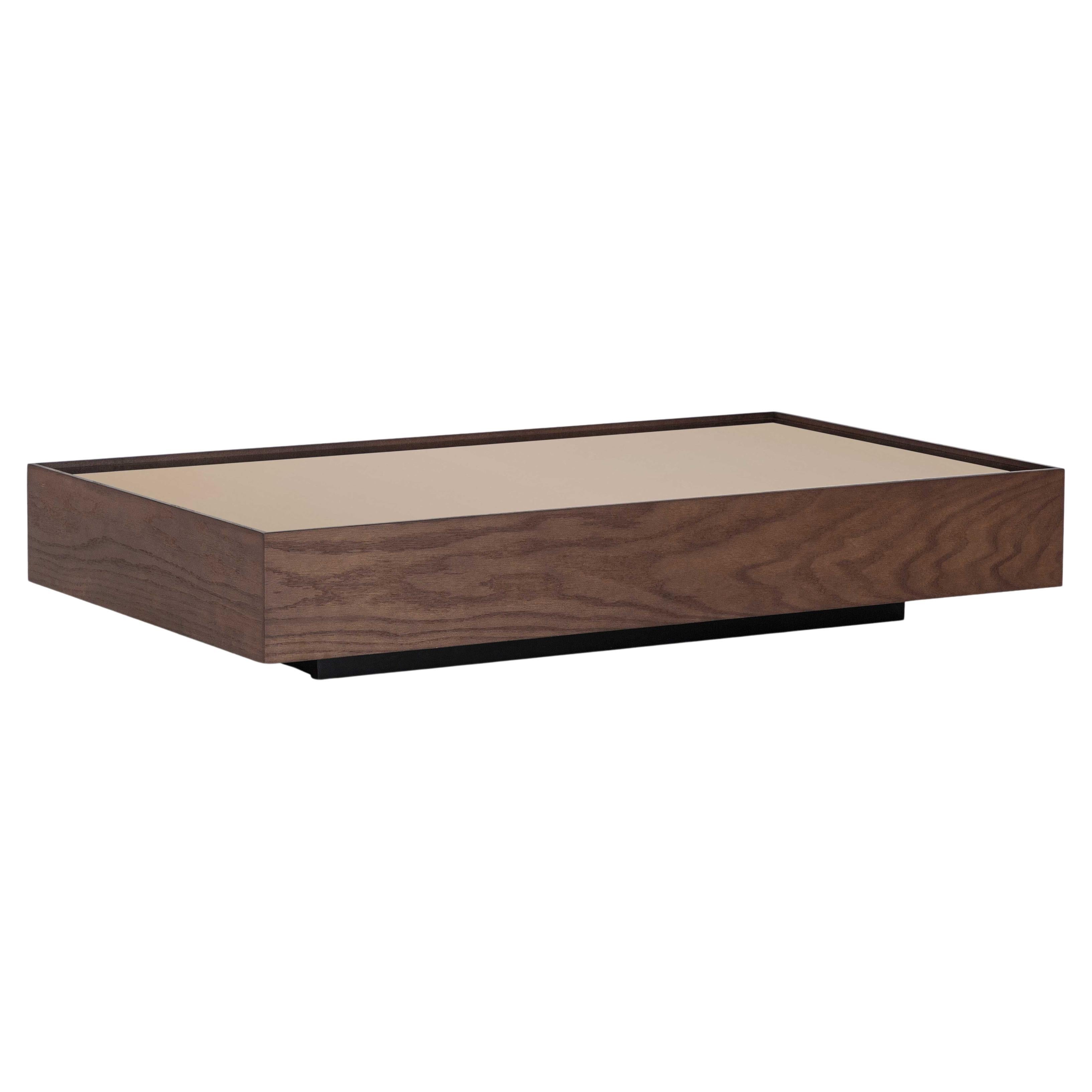 Couchtisch mit 47-Zoll-Platte aus Bronze und Rahmen aus Imbuia-Eiche, Arc-Kollektion