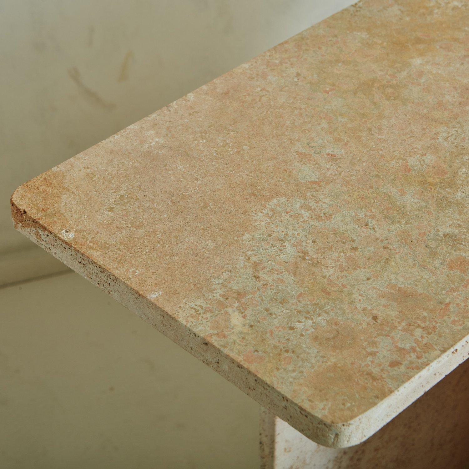 Arc Console in Peachy Travertine by South Loop Loft For Sale 4