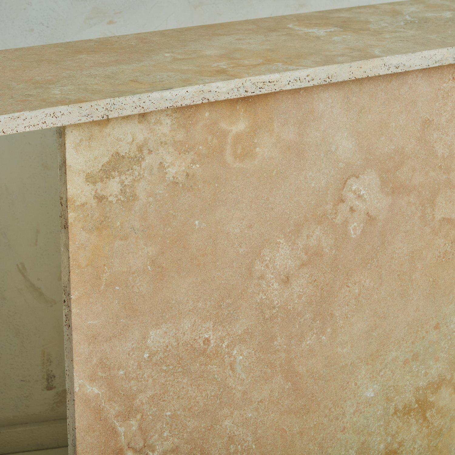 Arc Console in Peachy Travertine by South Loop Loft For Sale 5