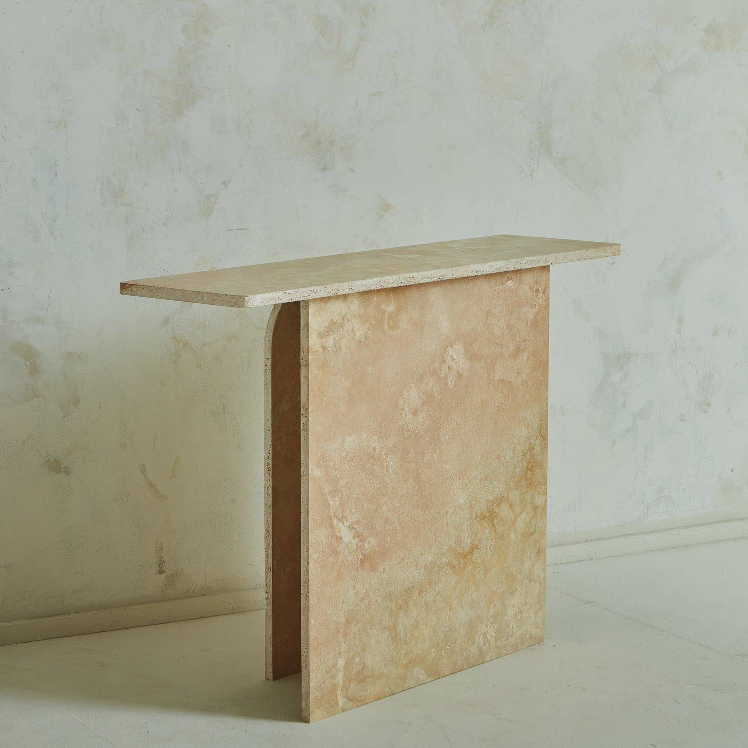 Arc Console in Peachy Travertine by South Loop Loft For Sale 2