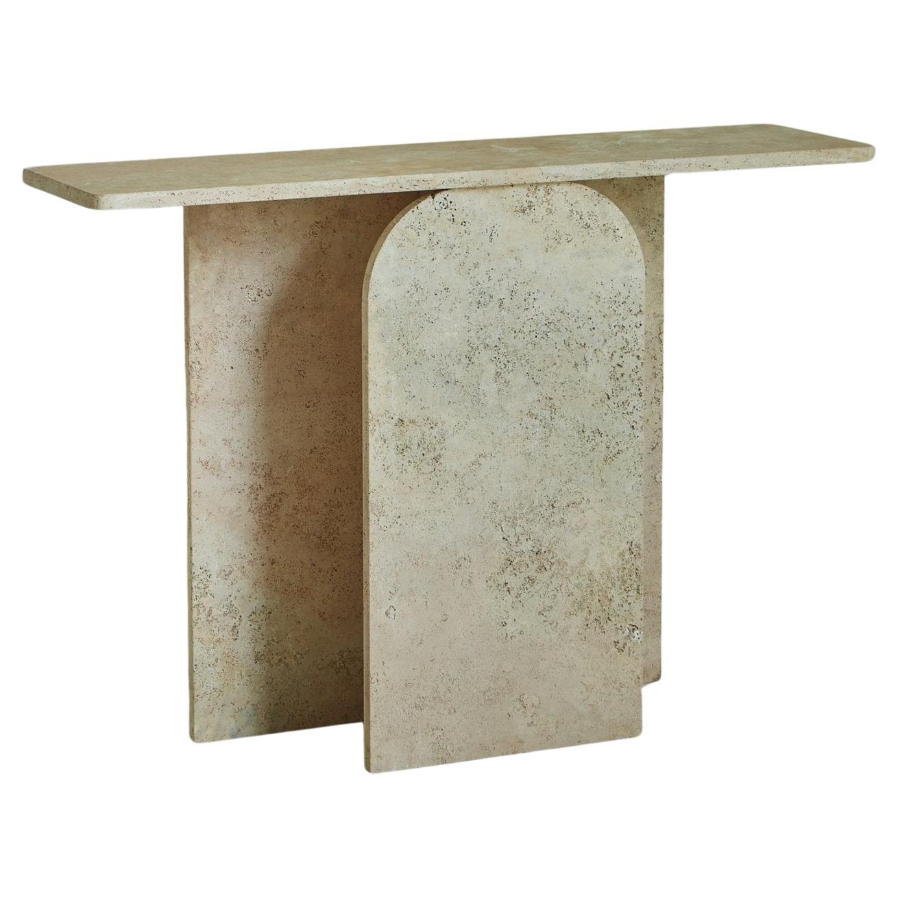 Arc Console in Peachy Travertine by South Loop Loft For Sale