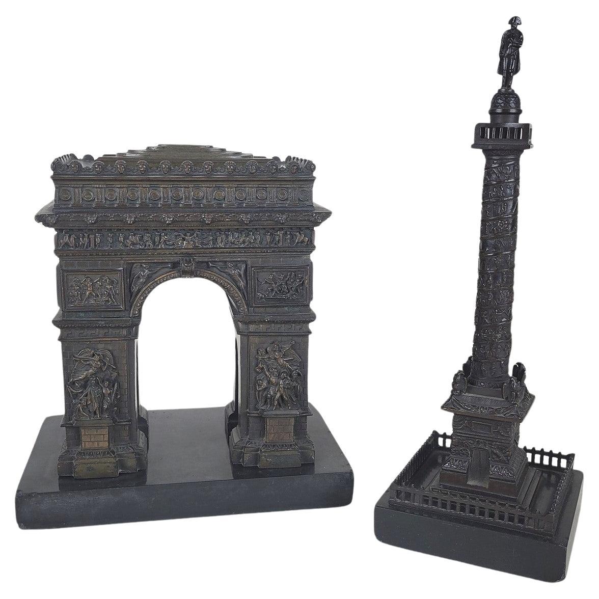 Arc De Triomphe und Vendôme-Säule, Bronze, 19. Jahrhundert im Angebot