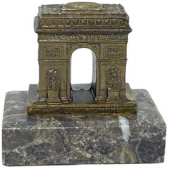 Vintage Arc de Triomphe Paris Souvenir Building Paper Weight Marble Base