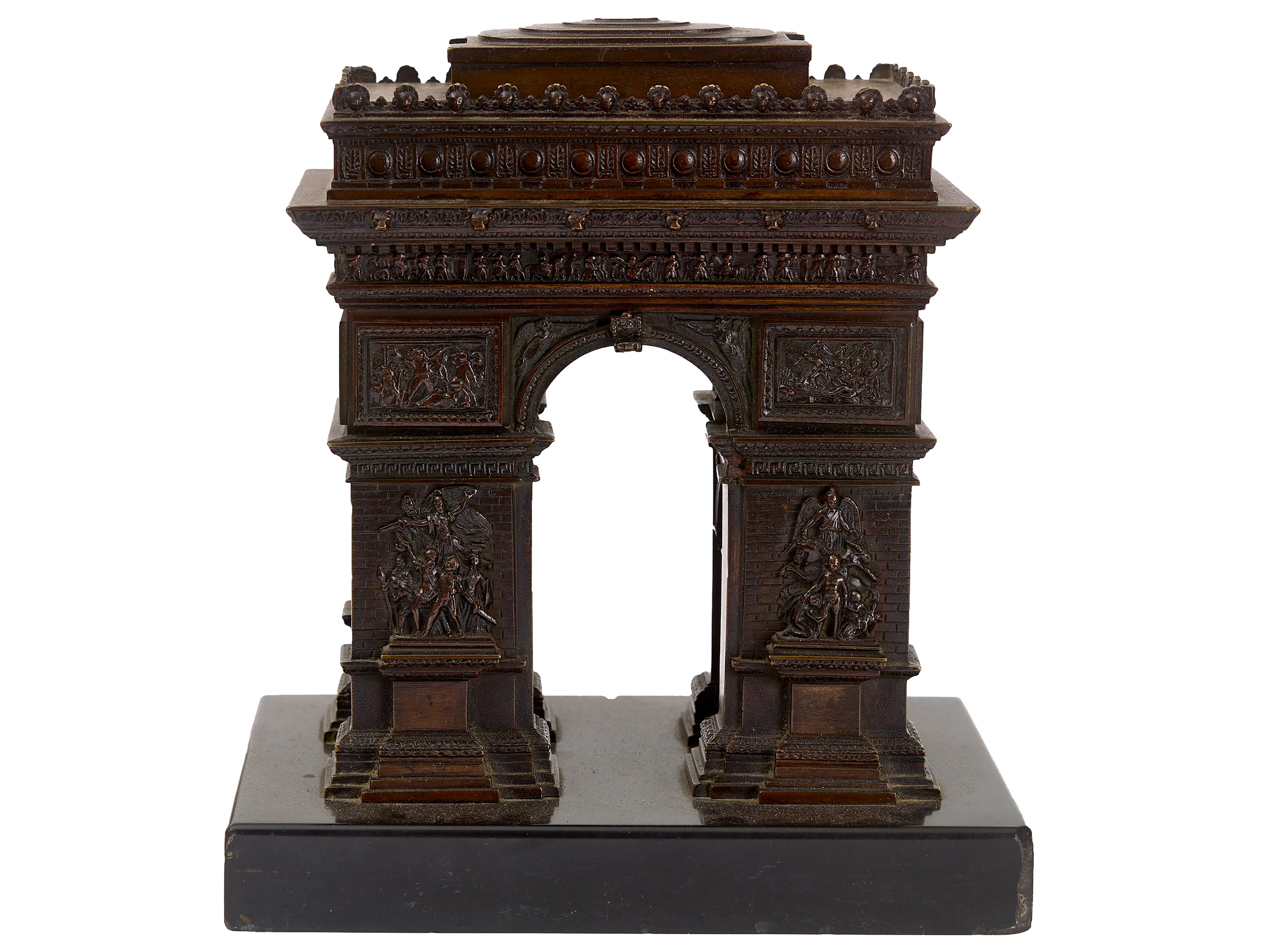 Cast Arc de triumph model in bronze For Sale