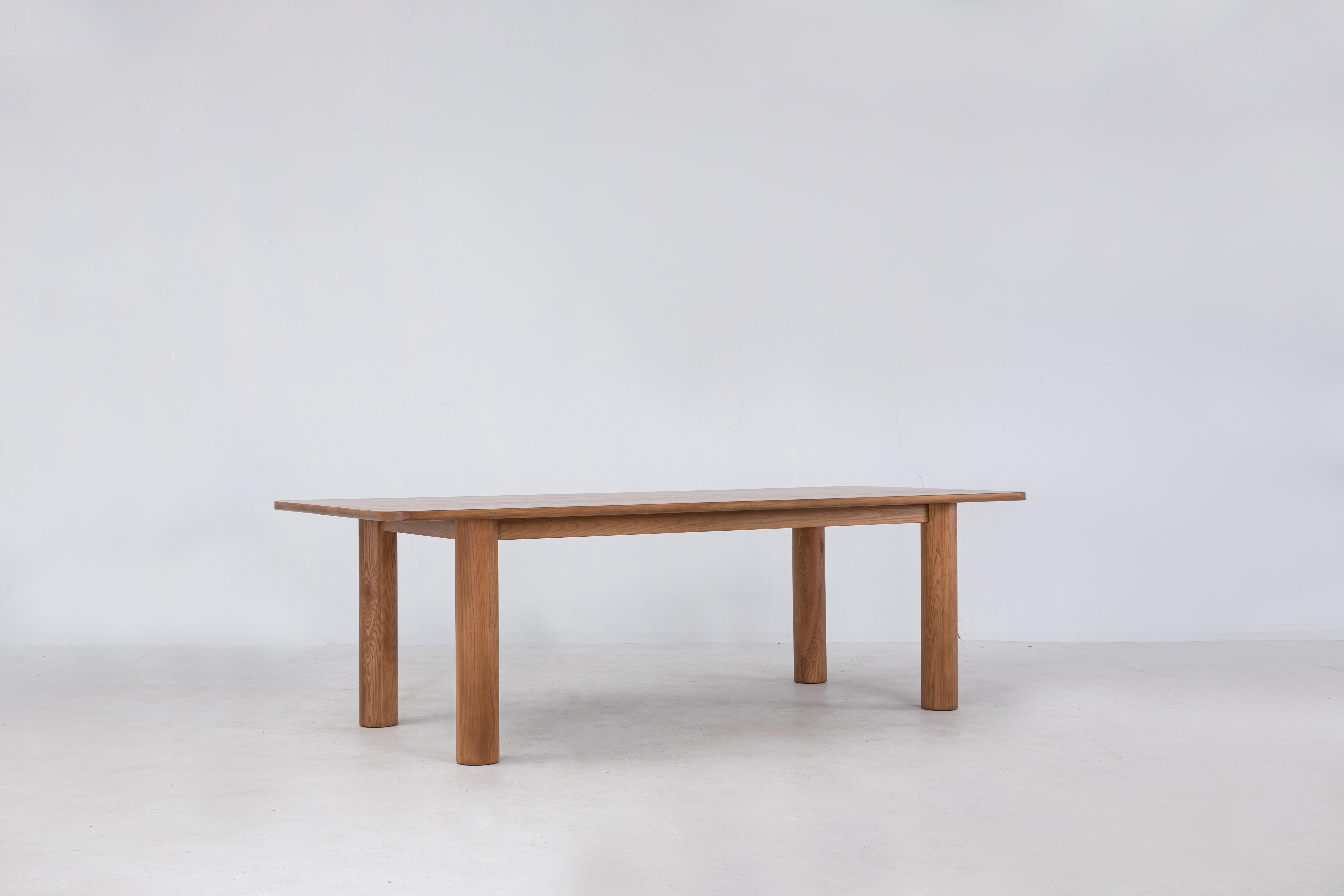 Arc Dining Table 98", Sienna, Minimalist Dining Table in Wood in FSC White Ash