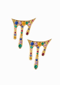 Arc-en-Ciel Earrings in 18k Gold and Multicolored Gemstones by Moncomble Paris