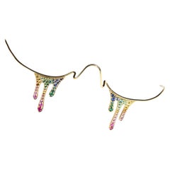 Arc-en-Ciel Lacrima Face Jewel in 18k Gold with Gemstones by Moncomble Paris