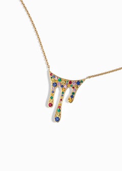 Arc-en-Ciel Necklace in 18k Gold and Multicolored Gemstones by Moncomble Paris