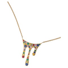 Arc-en-Ciel Necklace in 18k Gold and Multicolored Gemstones by Moncomble Paris