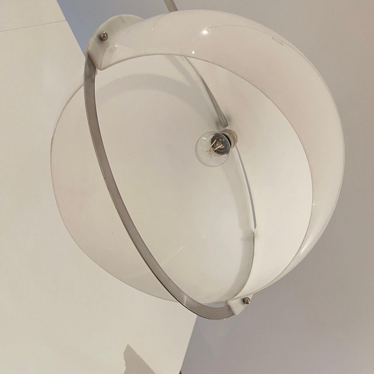Arc Floor Lamp by Guzzini, Aluminum, Travertine, Italy circa 1970 For Sale 3
