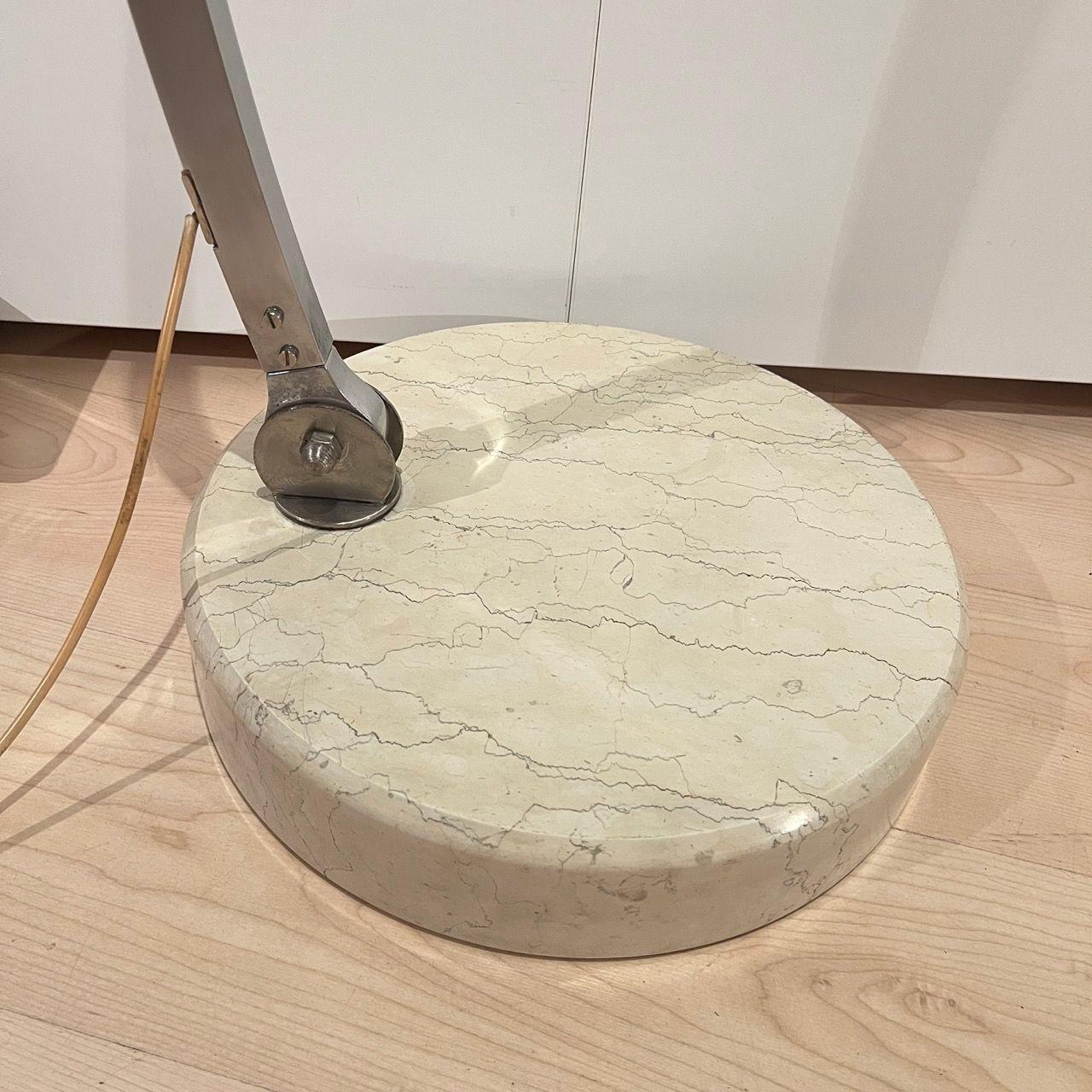 Arc Floor Lamp by Guzzini, Aluminum, Travertine, Italy circa 1970 For Sale 5