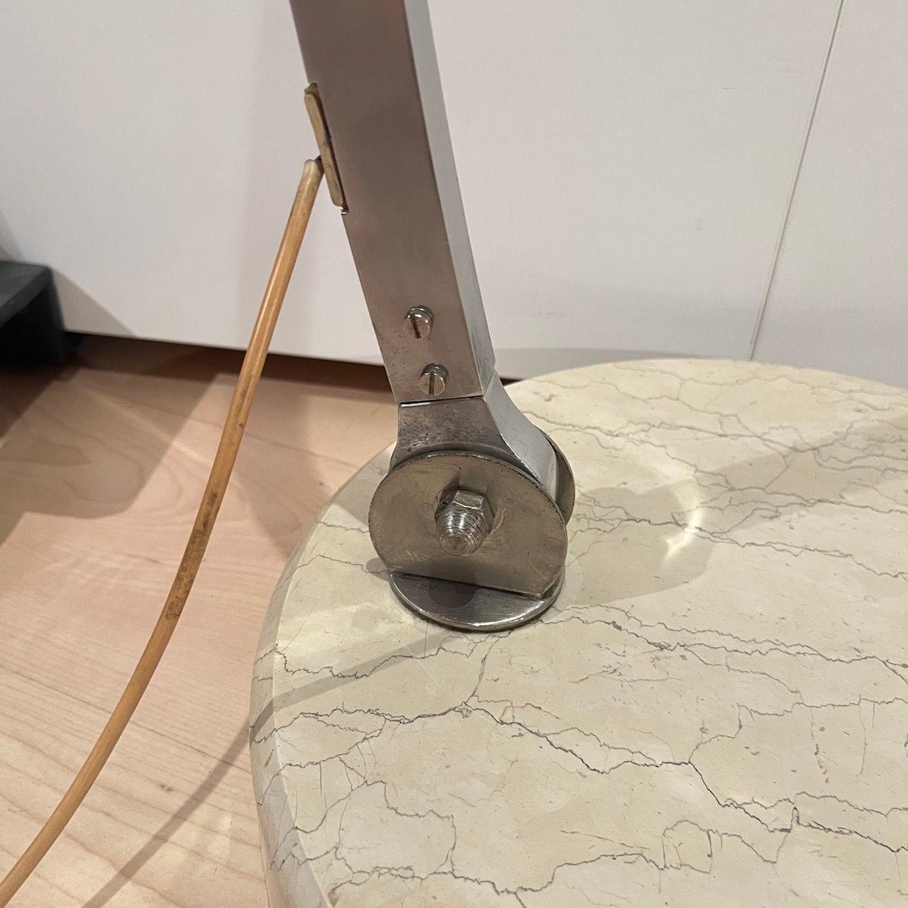 Arc Floor Lamp by Guzzini, Aluminum, Travertine, Italy circa 1970 For Sale 6