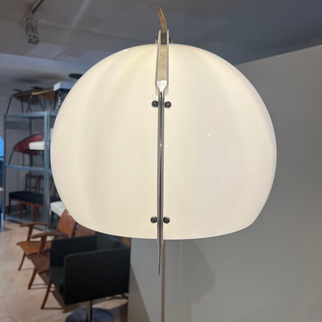 Arc Floor Lamp by Guzzini, Aluminum, Travertine, Italy circa 1970 For Sale 7