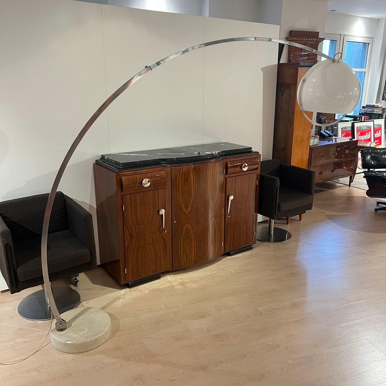 Arc Floor Lamp by Guzzini, Aluminum, Travertine, Italy circa 1970 For Sale 12
