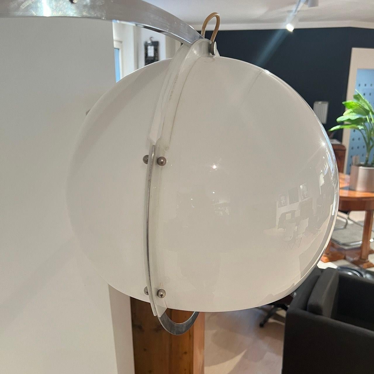 Arc Floor Lamp by Guzzini, Aluminum, Travertine, Italy circa 1970 For Sale 2
