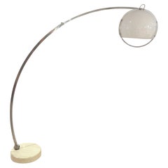 Arc Floor Lamp by Guzzini, Aluminum, Travertine, Italy circa 1970