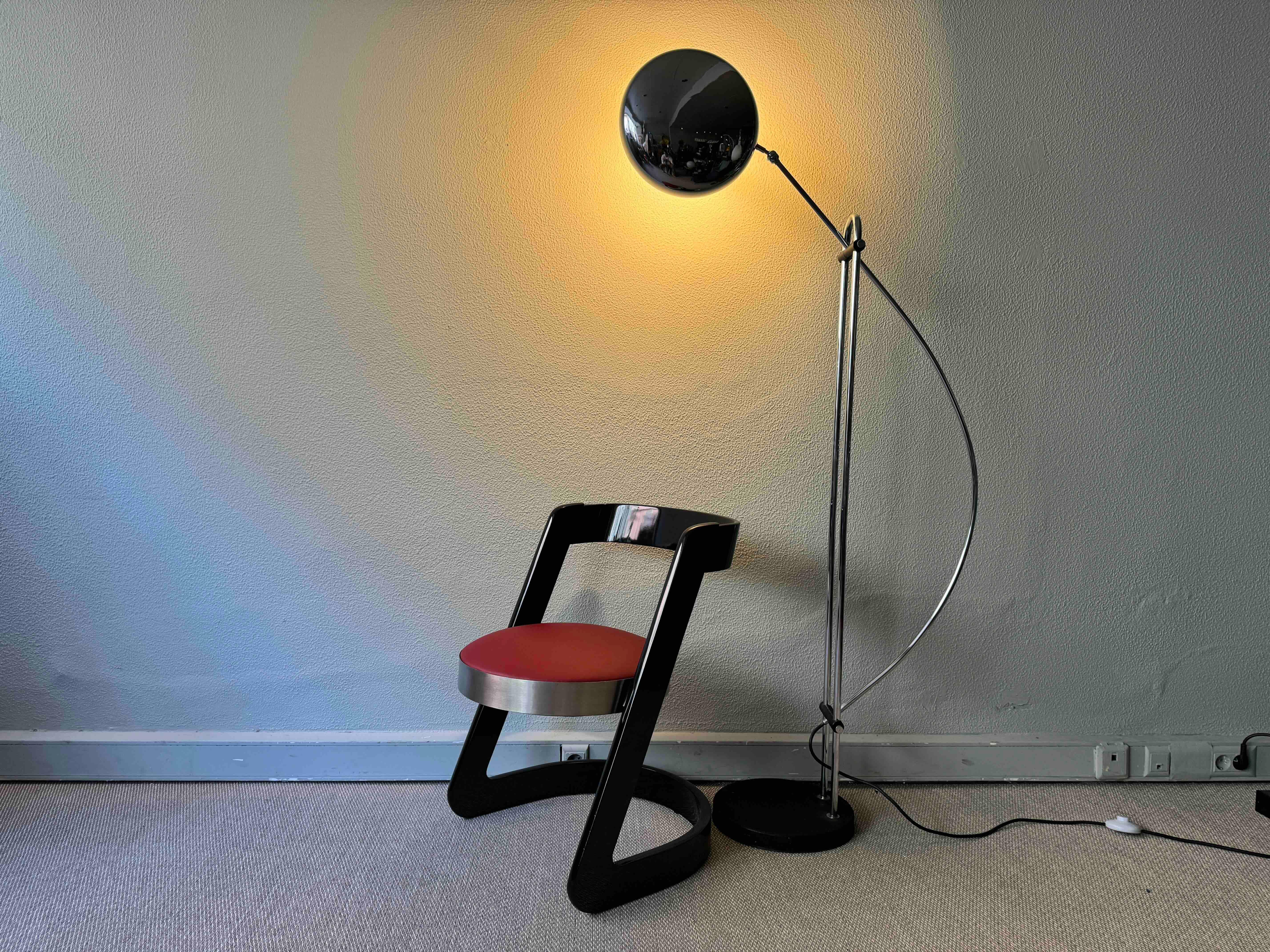 Chrome Arc Floor Lamp by T-Pons, Spain 1970's For Sale