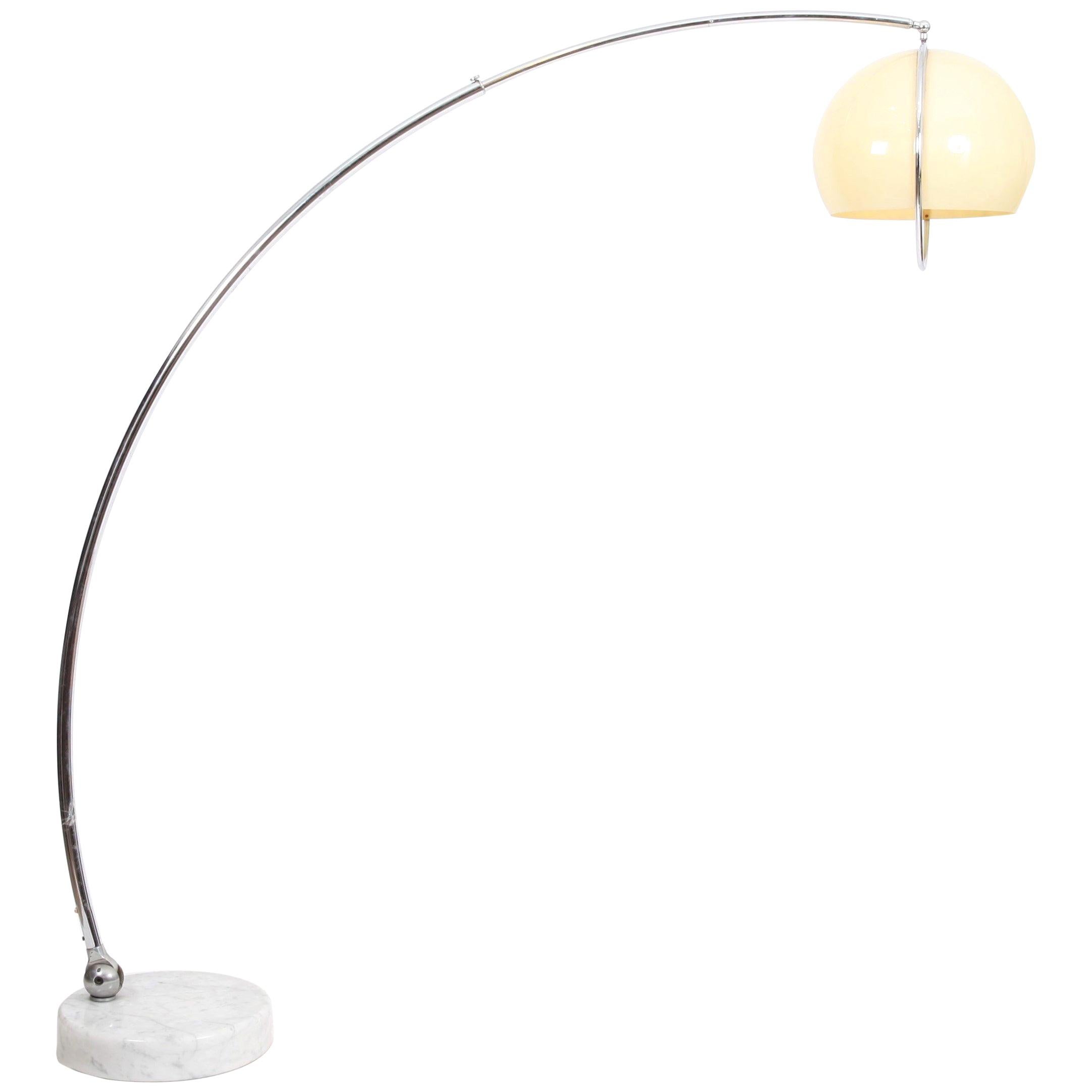 Arc Floor Lamp in Chrome Metal For Sale