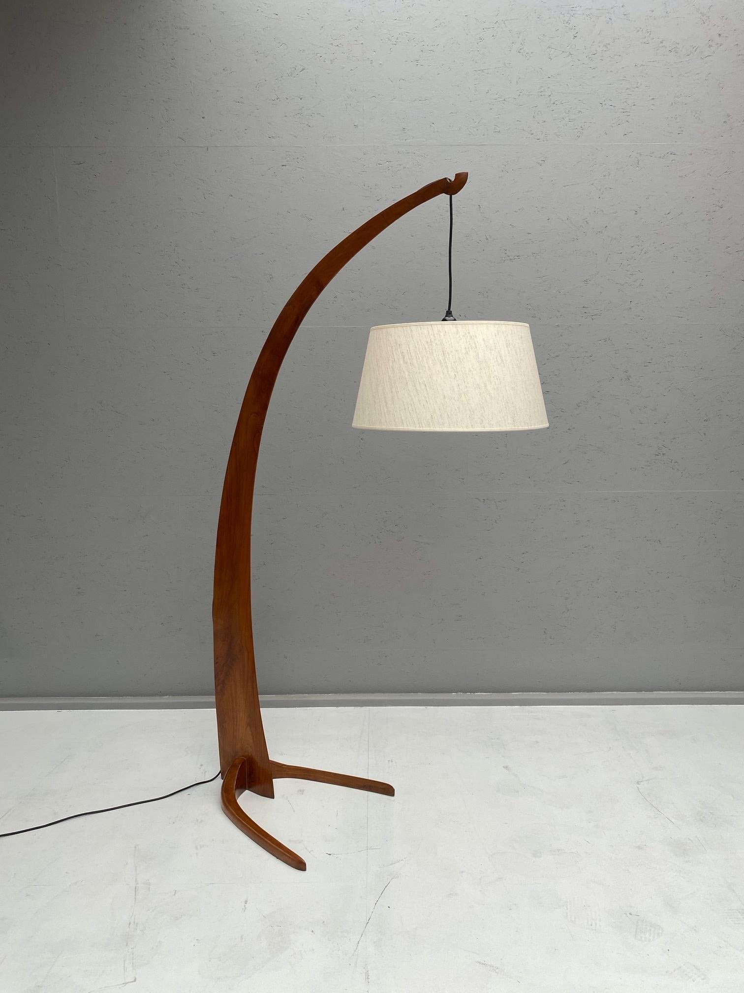 wood arc floor lamp