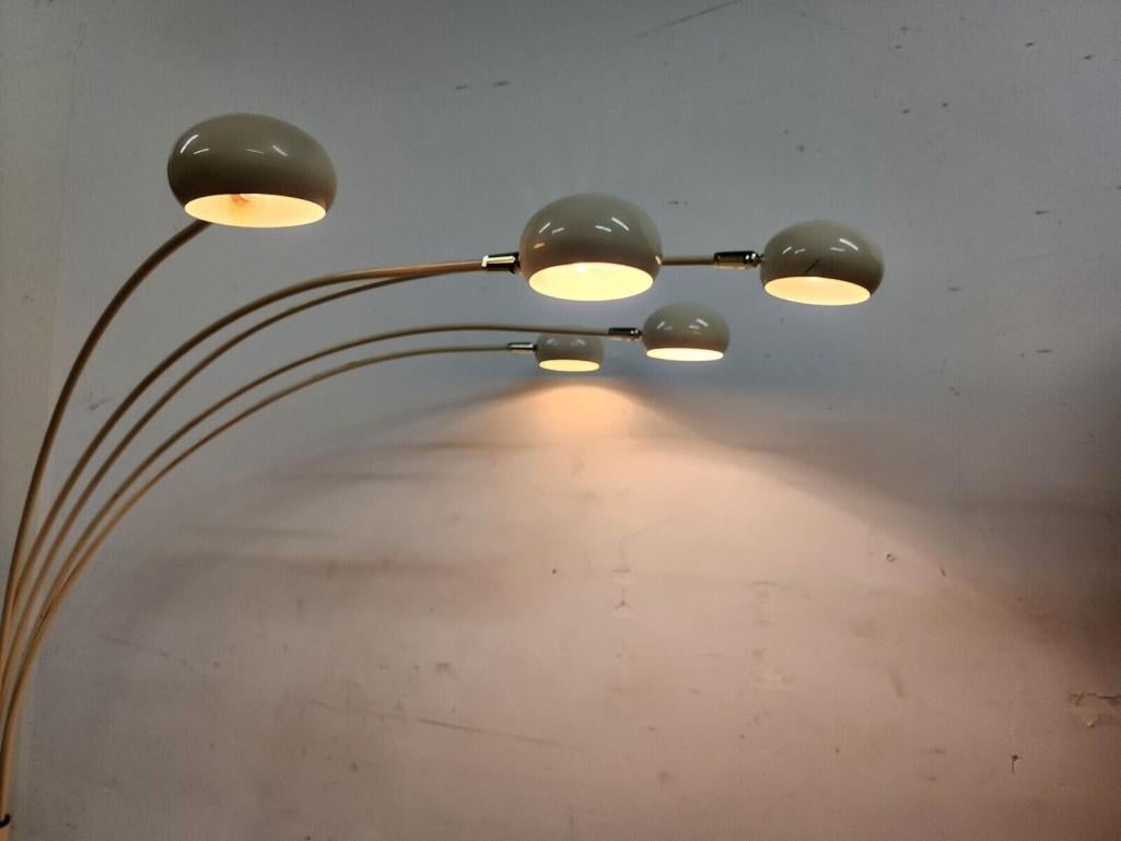 Mid-Century Modern Arc Floor Lamp Italian 1970s 5 Light