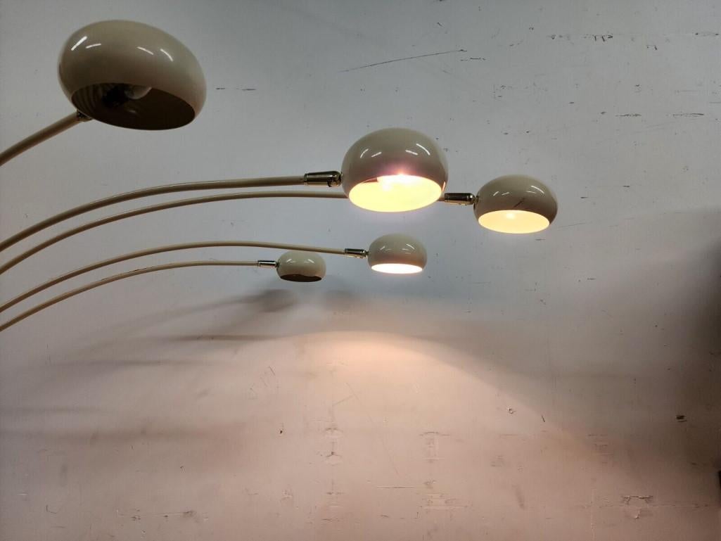 Arc Floor Lamp Italian 1970s 5 Light In Good Condition In Lake Worth, FL