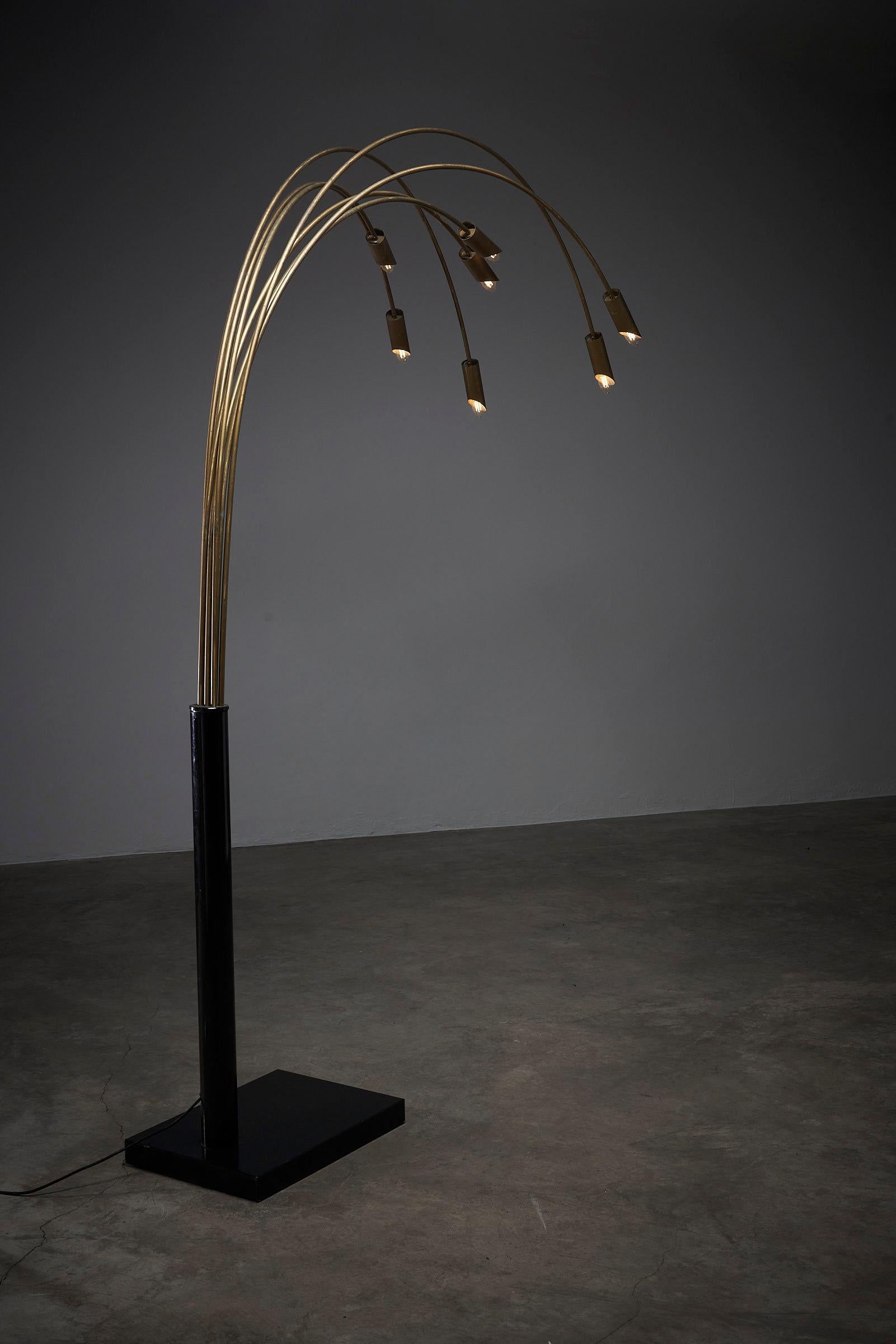 Hand-Crafted Arc Floor Lamp with 7 Arms For Sale
