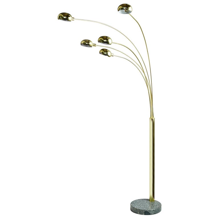 Arc Floor Lamp With Adjustable Brass, Vintage Mid Century Modern Brass Arc Orb Floor Lamp