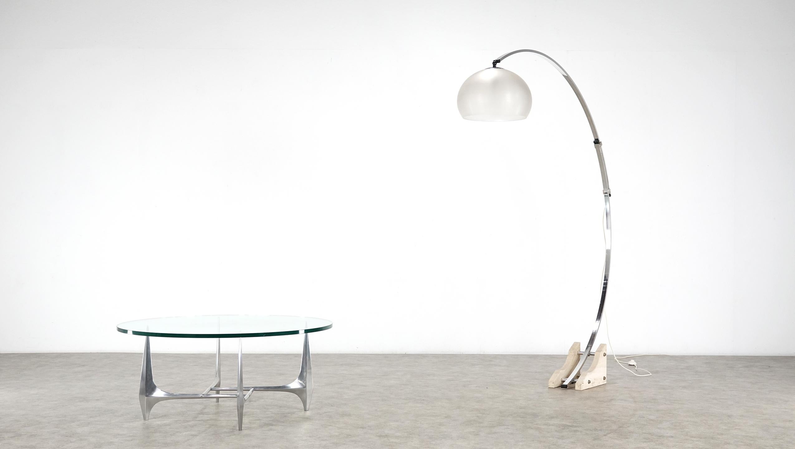 Arc Floor Lamp with Travertine Base from Germany, 1960 4