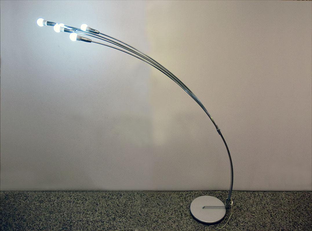 Metal Arc lamp with 5 lights by Reggiani, 1970s For Sale