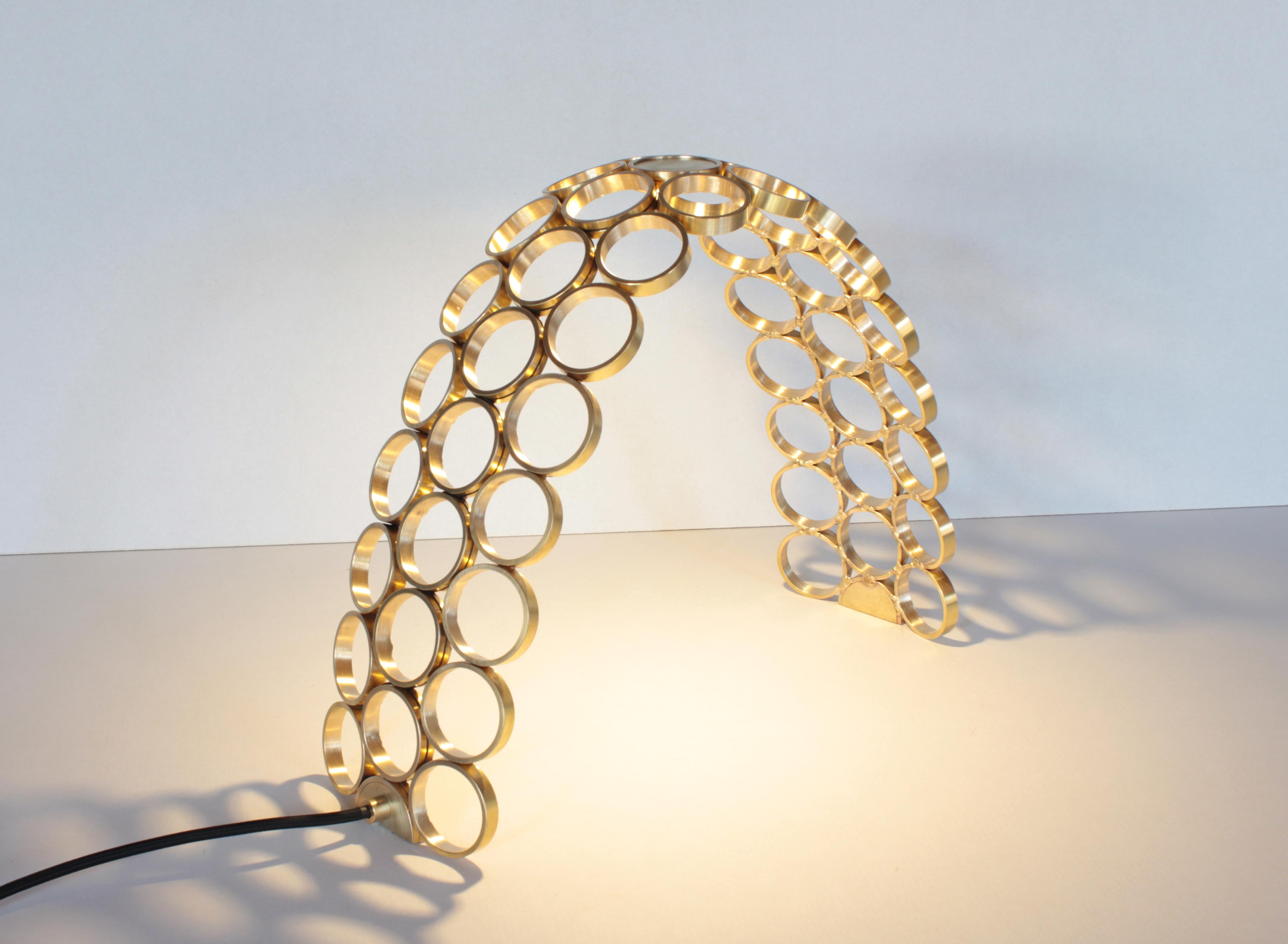 Arc Light by Max Lipsey
Dimensions: D 40 x W 20 x H 40 cm.
Materials: Brushed brass.

All our lamps can be wired according to each country. If sold to the USA it will be wired for the USA for instance. Please contact us.

Atelier Max Lipsey is the