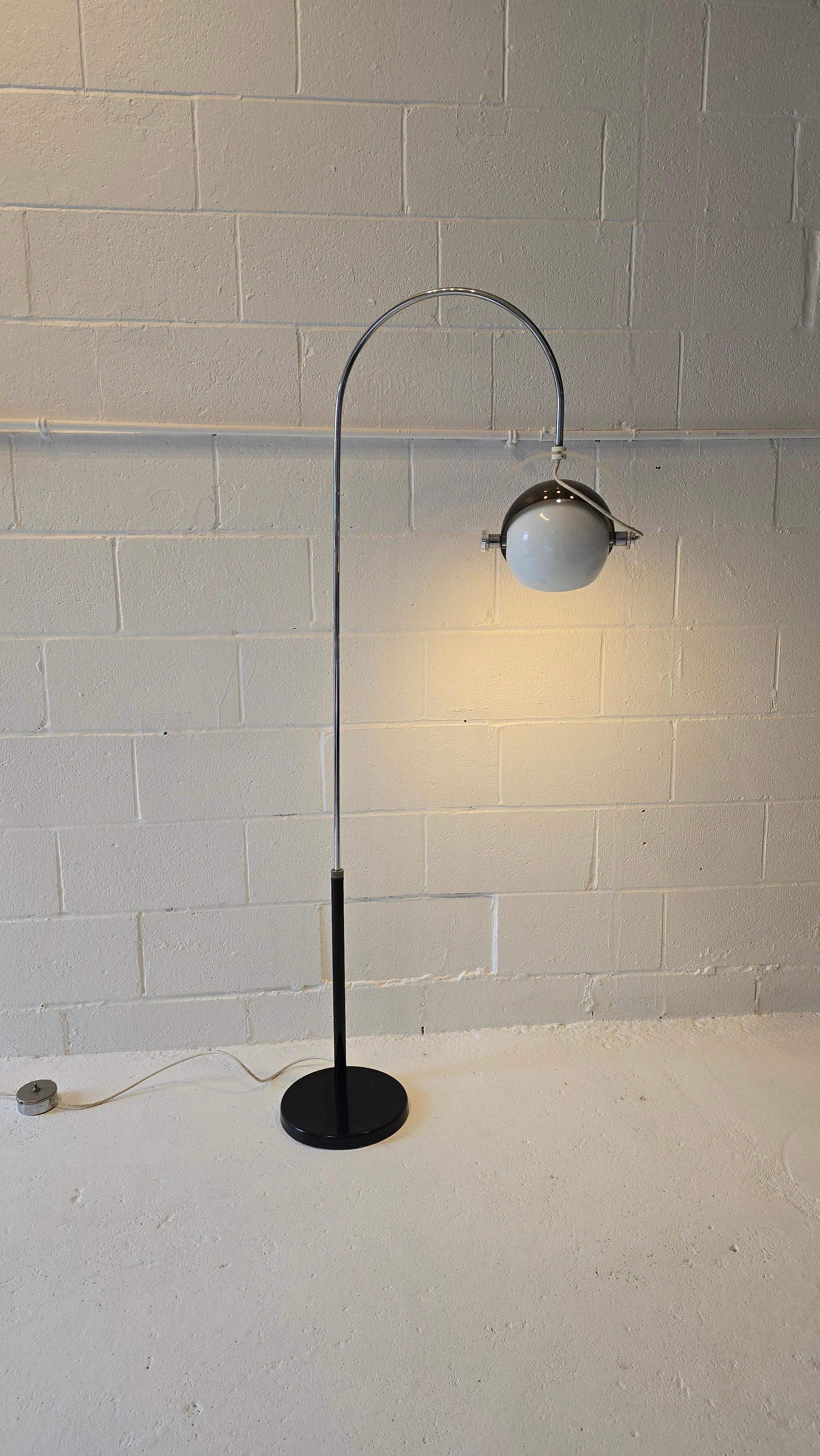 Mid-Century Modern Arc Lucite Acrylic Chrome Floor Lamp