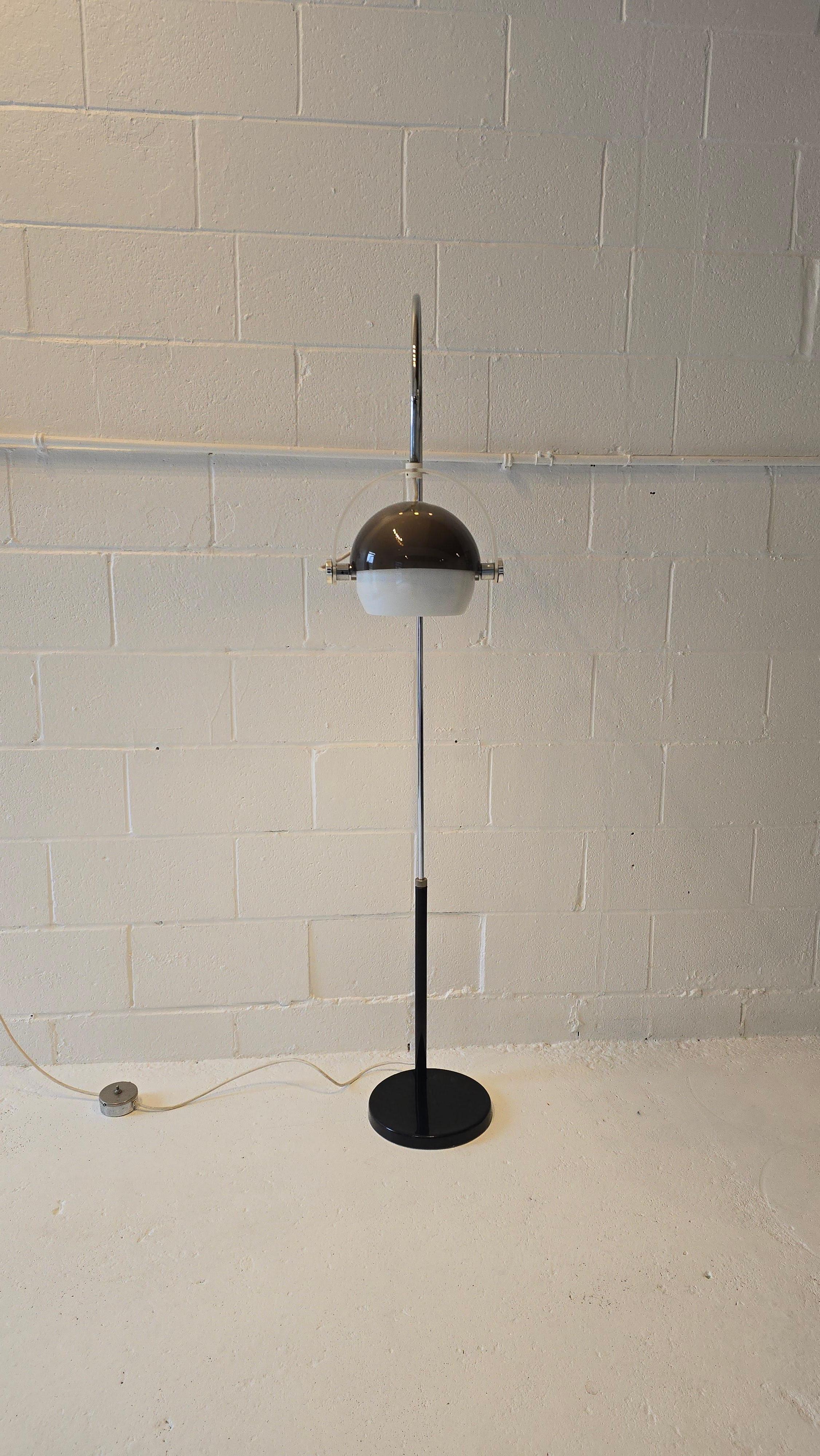 Late 20th Century Arc Lucite Acrylic Chrome Floor Lamp