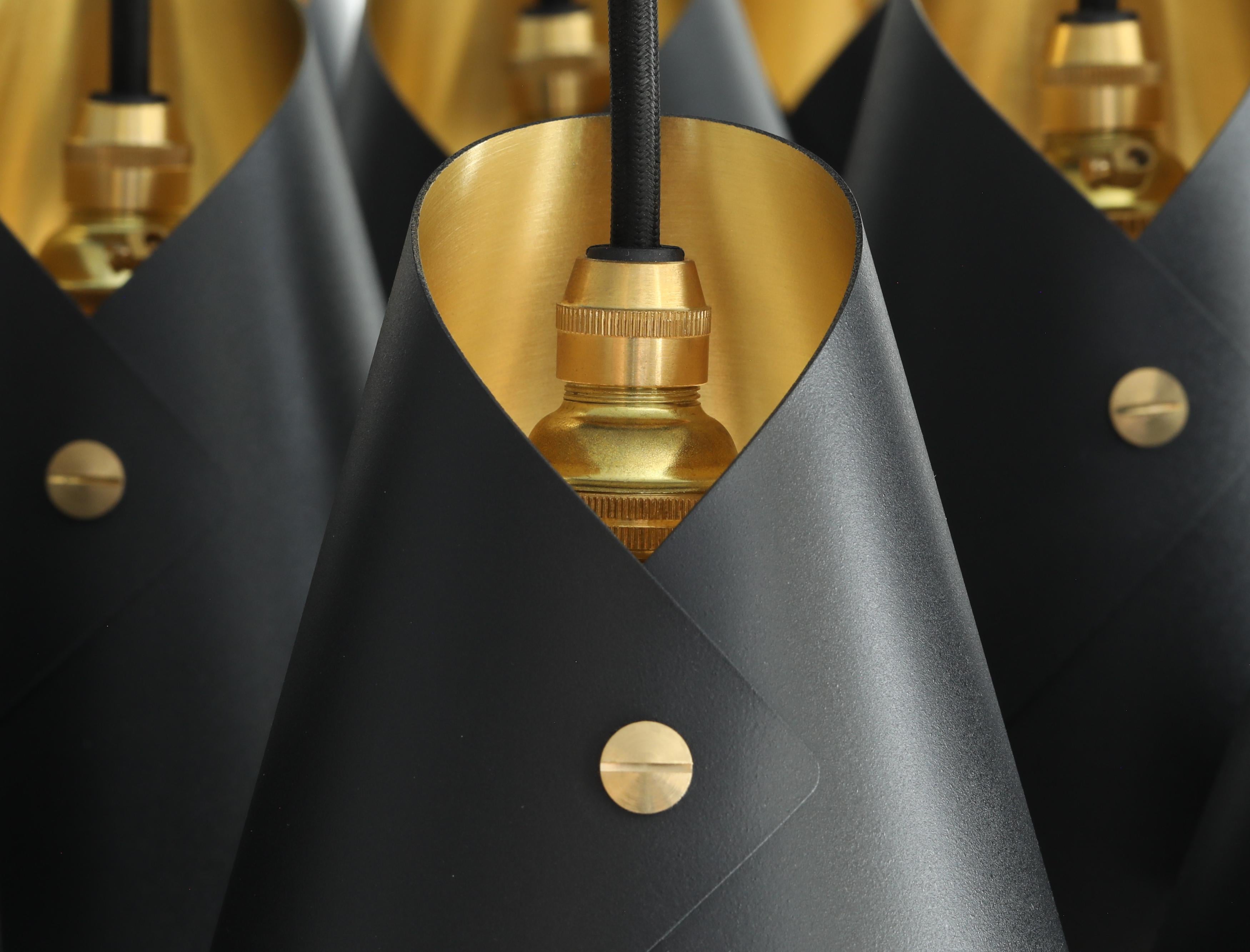 Contemporary ARC MAXI Asymmetrical Pendant Light in Black & Brushed Brass Made in Britain For Sale