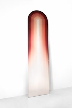 Arc Mirror, colored glass leaning art mirror, Rive Roshan