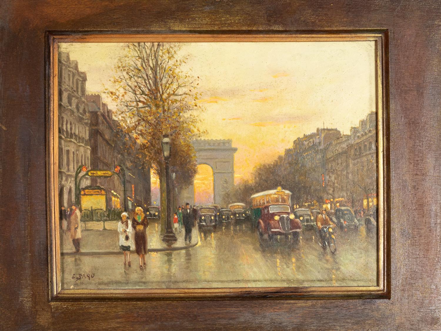 Arc Of Triomphe Painting By E . Baró, 20th Century In Good Condition For Sale In Lisbon, PT