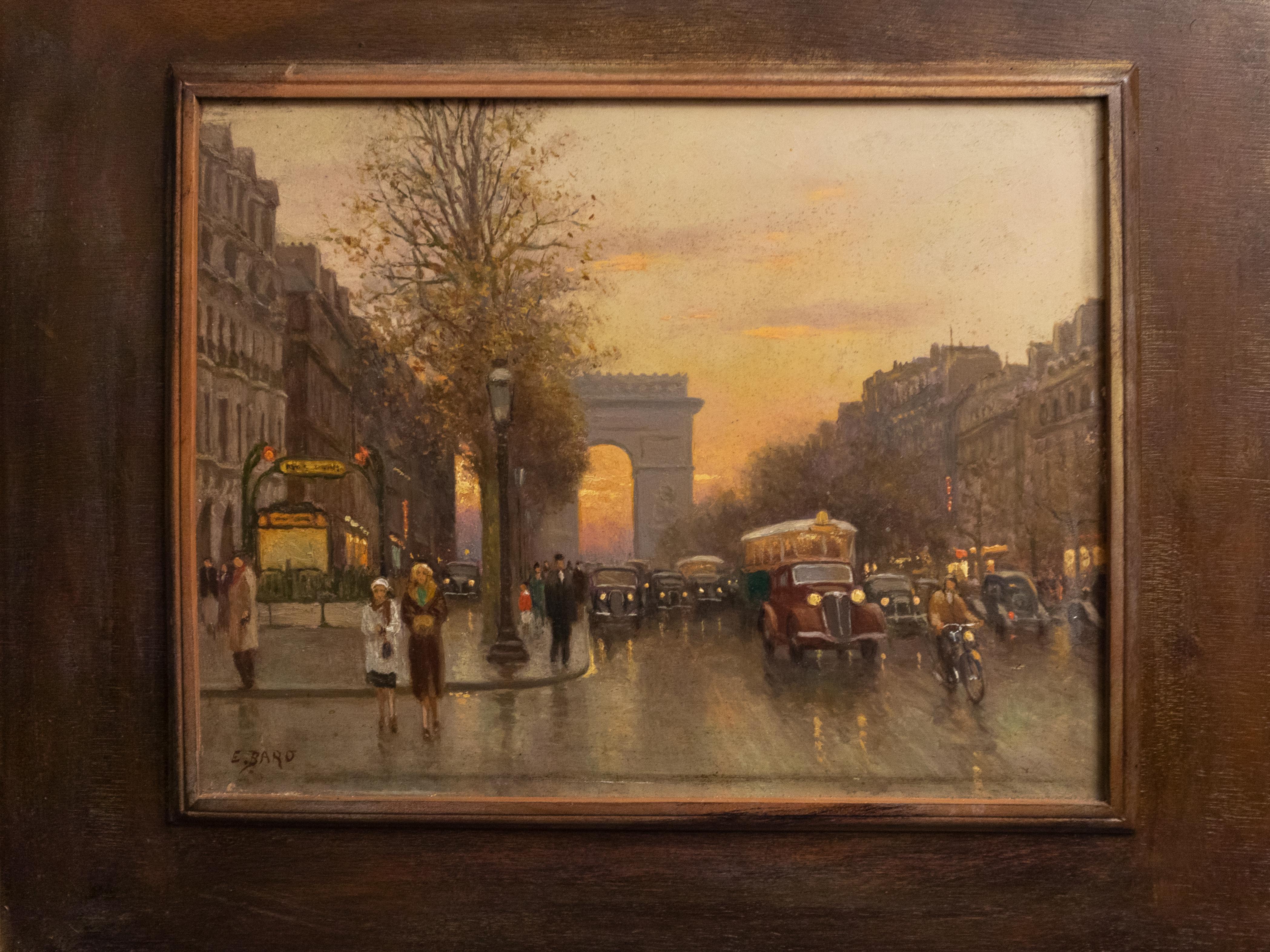 Arc Of Triomphe Painting By E . Baró, 20th Century For Sale 3