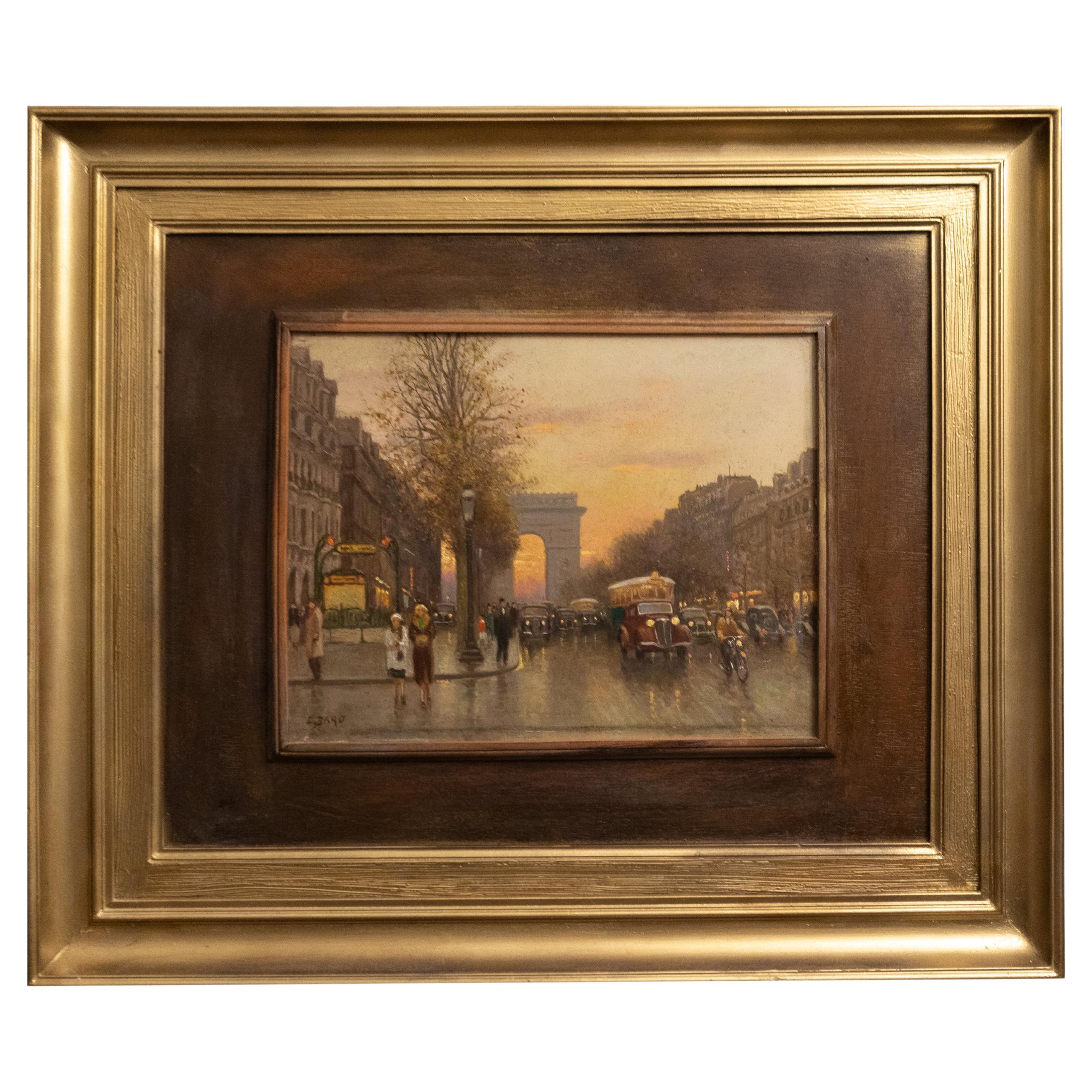 Arc Of Triomphe Painting By E . Baró, 20th Century For Sale