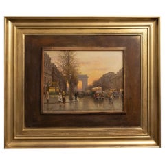 Arco del Triunfo, París, Pintura de E . Baró, siglo XX