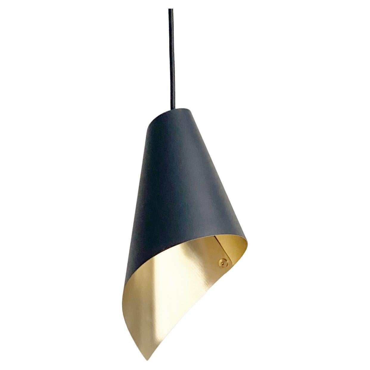 ARC Ceiling Light Pendant in Black and Brushed Brass, Made in Britain