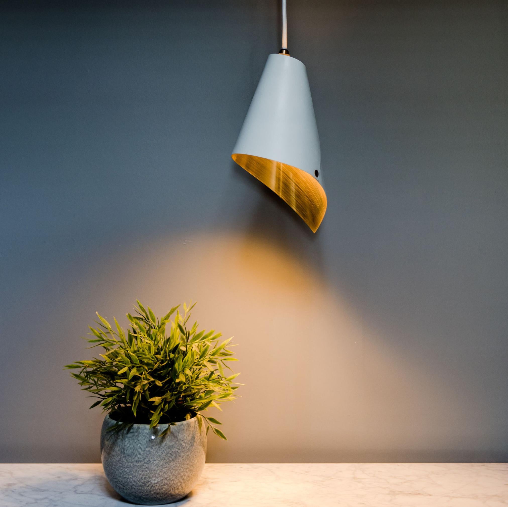ARC Asymmetric Modern Pendant Light in White and Brushed Brass In New Condition For Sale In London, GB