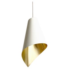 ARC Asymmetric Modern Pendant Light in White and Brushed Brass