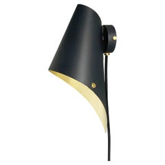 ARC Plug in Modern Wall Light in Black and Brushed Brass Made in Britain