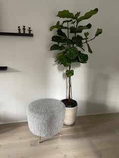 Arc Poof, Silver Boucle Upholstery by Bourgeois Boheme Atelier