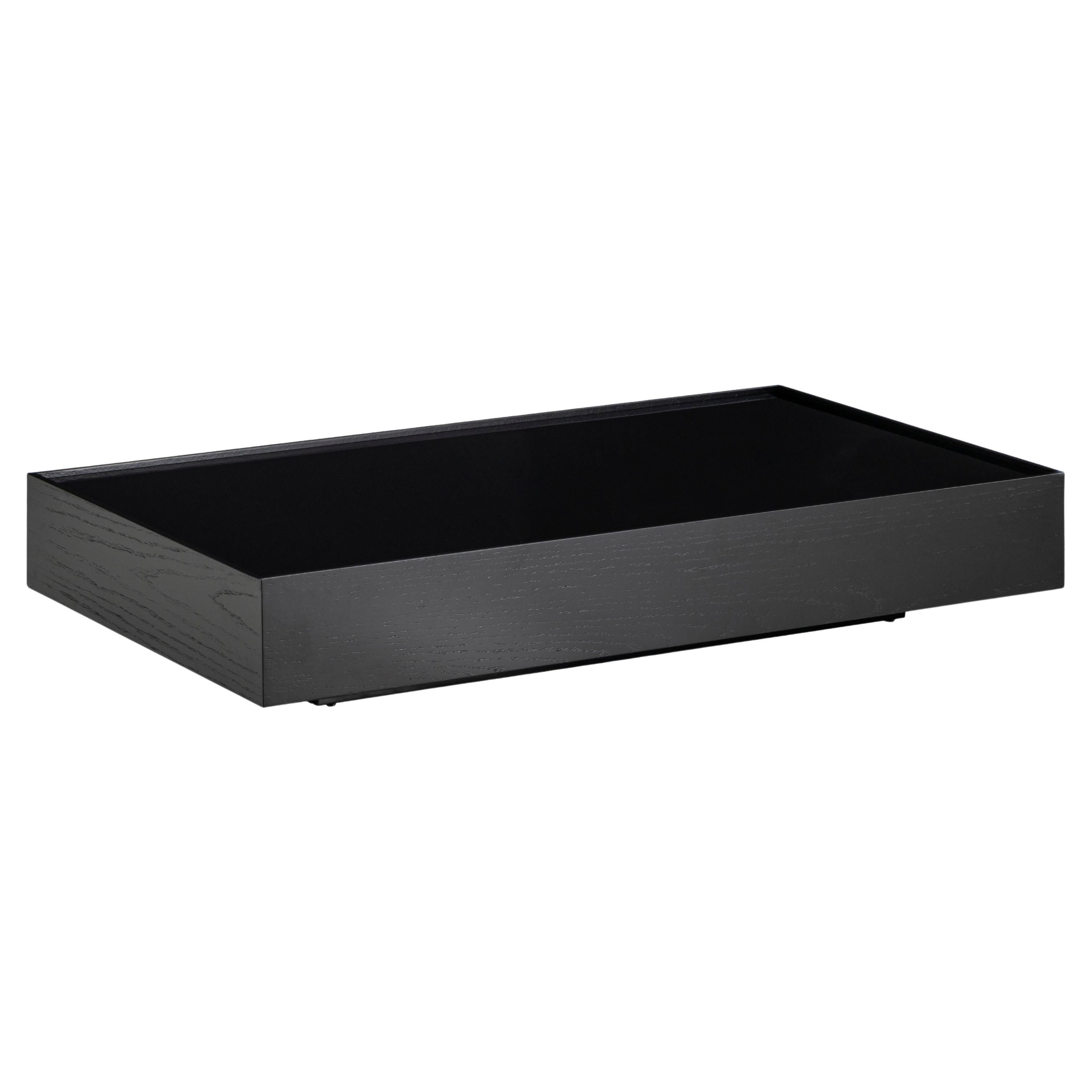 Arc Rectangular Coffee Table in Black Featuring Black Glass Top