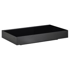 Arc Rectangular Coffee Table in Black Wood Featuring Black Glass Top 47''