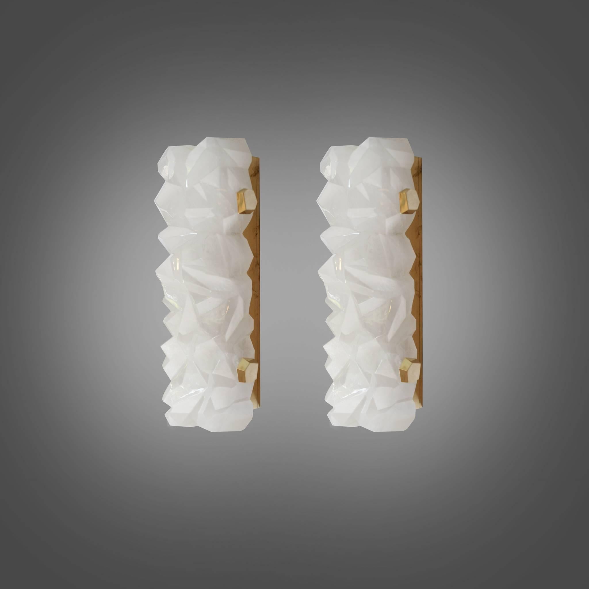 Arc Rock Crystal Sconces by Phoenix In Excellent Condition In New York, NY