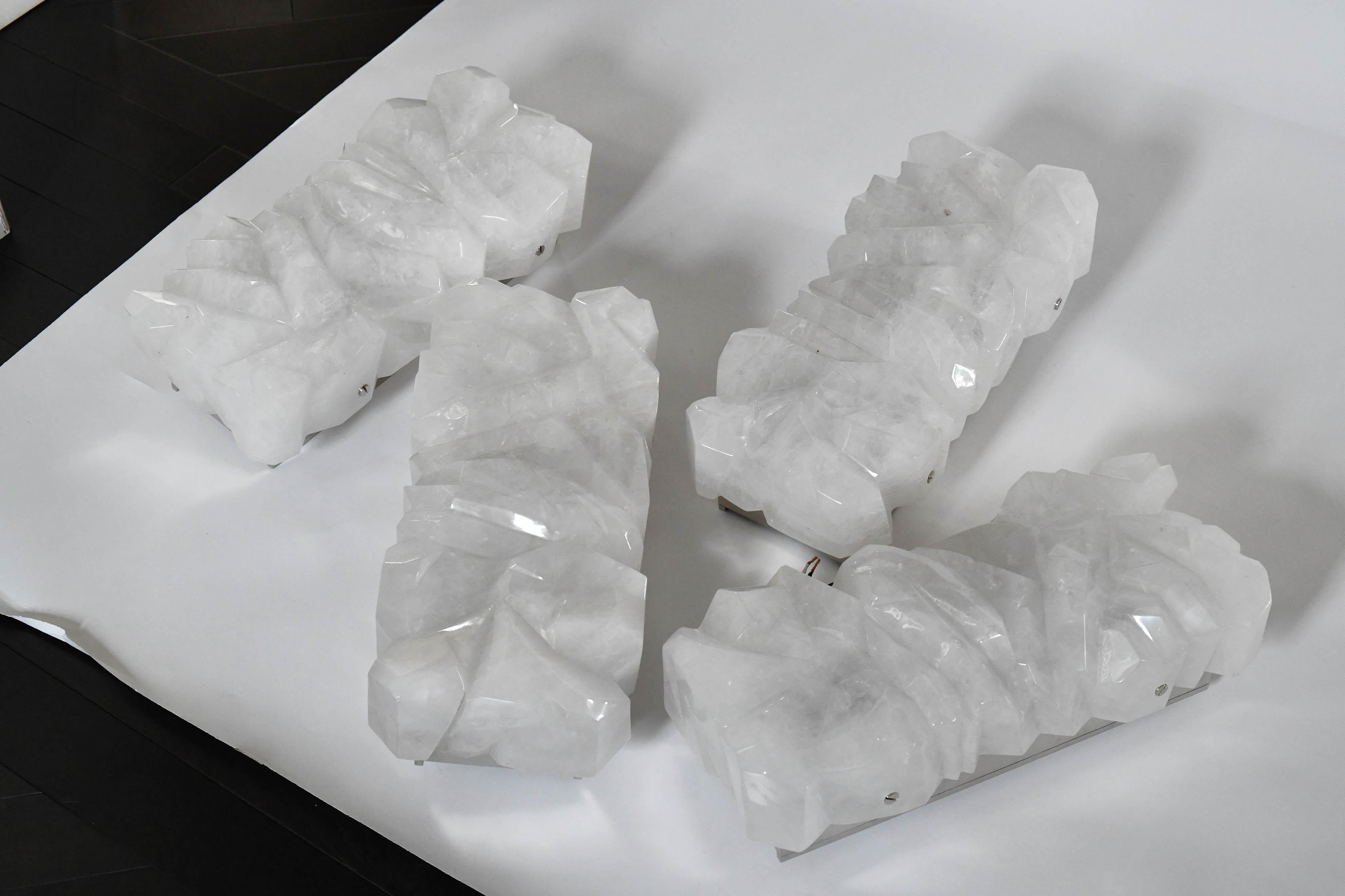 Contemporary Arc Rock Crystal Sconces by Phoenix For Sale